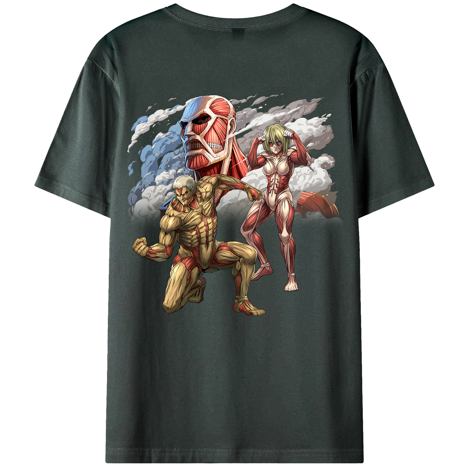 （画像用） 進撃の巨人 Attack on Titan 綿100％ メンズ半袖Tシャツ（バックプリント） 通気性